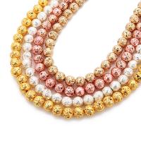 Natürliche Lava Perlen, rund, plattiert, verschiedene Größen vorhanden, keine, Bohrung:ca. 1mm, Länge:ca. 15 ZollInch, verkauft von Strang