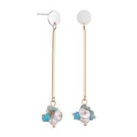Turquoise Zinc Alloy Earring, with Synthetic Turquoise, stainless steel post pin, gold color plated, for woman, lead & cadmium free 
