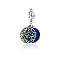 Zinc Alloy European Pendants, Flat Round, antique silver color plated, without troll & enamel & with rhinestone Approx 4.5mm 