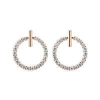 Cubic Zirconia Earring, with Zinc Alloy, Donut, plated & for woman & with rhinestone, 13mm 