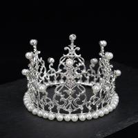 Zinc Alloy Tiaras, with Plastic Pearl, Crown, plated, for children & with rhinestone 