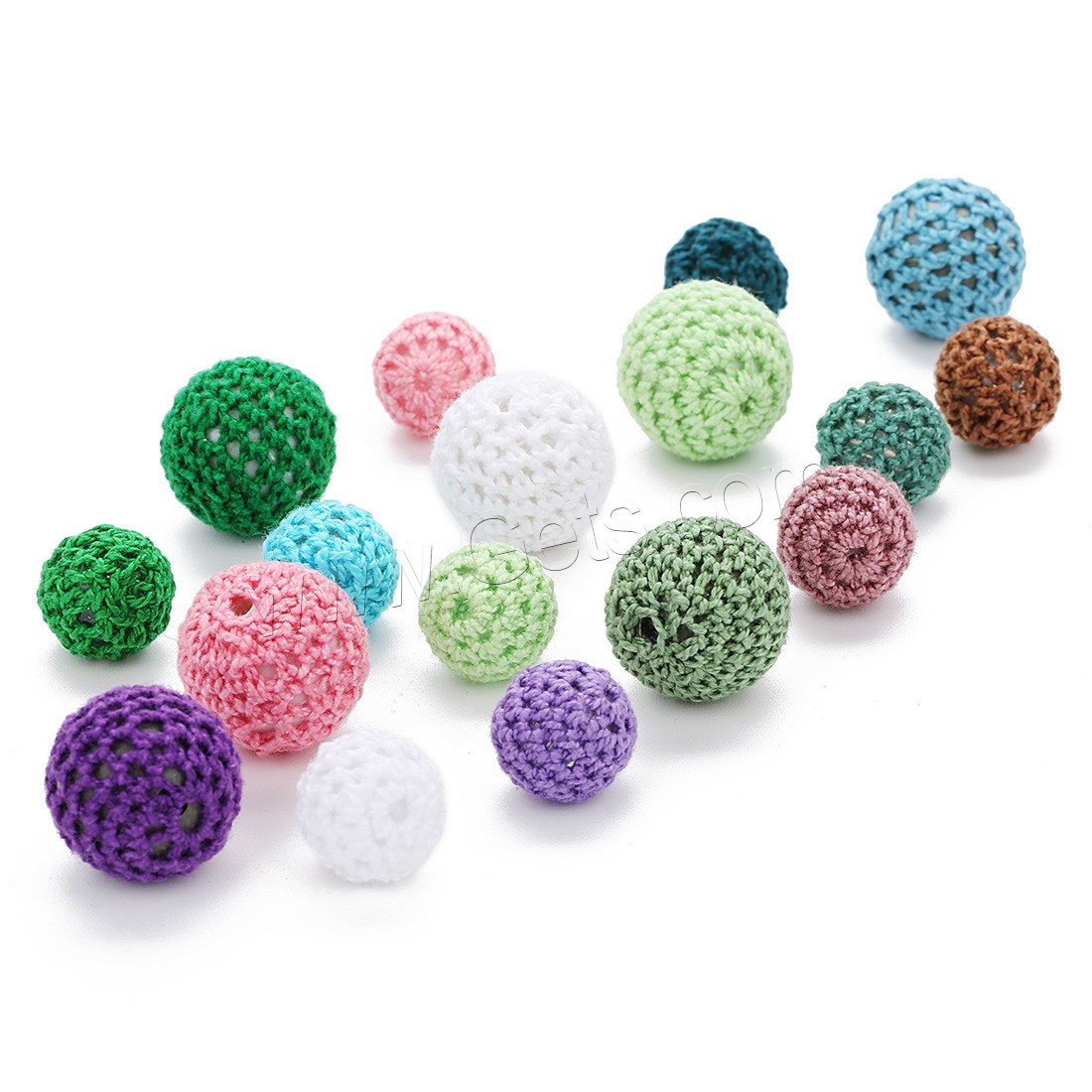 Acrylic Beads, with Caddice, Round, different size for choice, mixed colors, Hole:Approx 4mm, 10PCs/Bag, Sold By Bag