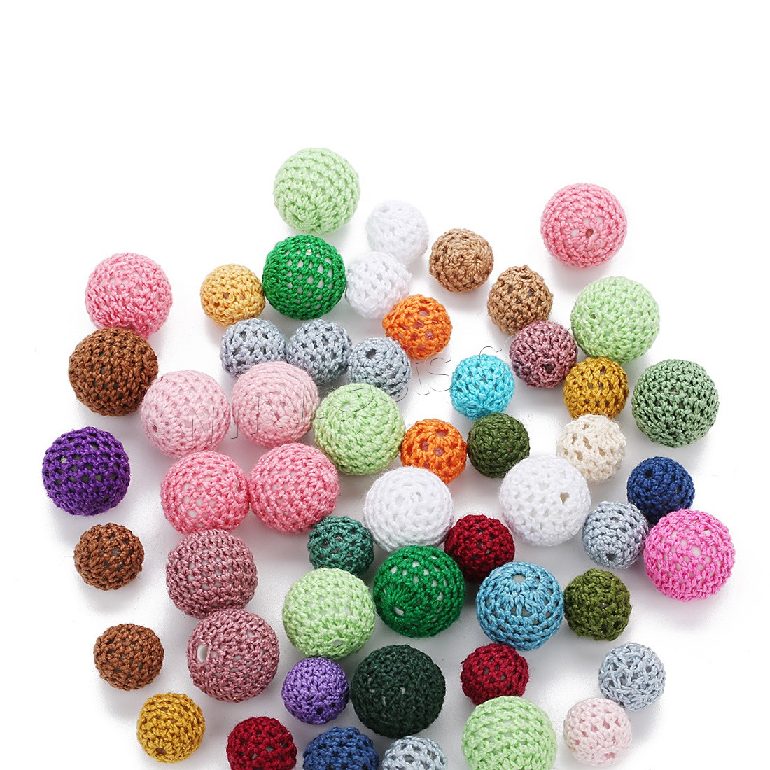 Acrylic Beads, with Caddice, Round, different size for choice, mixed colors, Hole:Approx 4mm, 10PCs/Bag, Sold By Bag