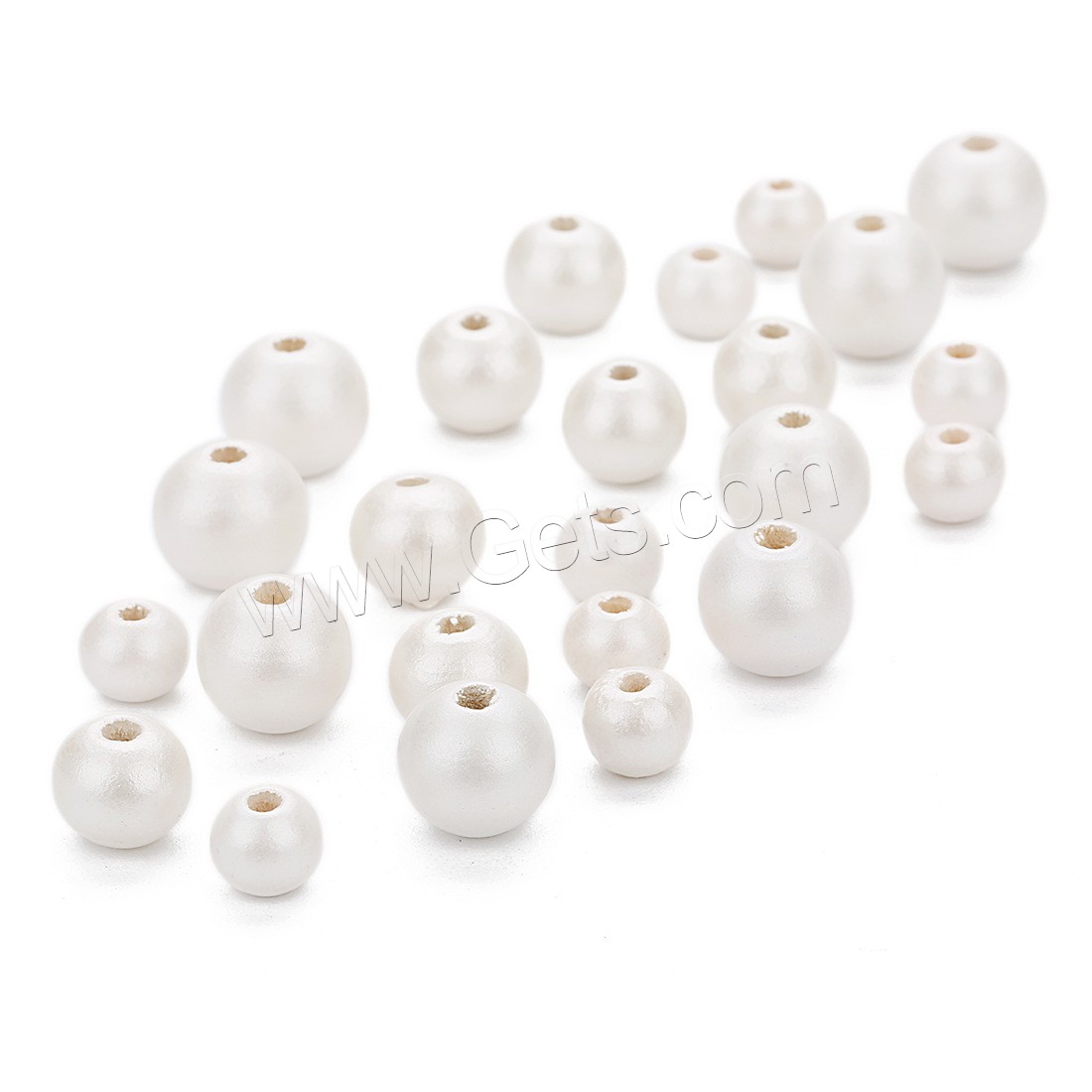 Dyed Wood Beads, Round, different size for choice, white, Hole:Approx 2.5mm, 100PCs/Bag, Sold By Bag