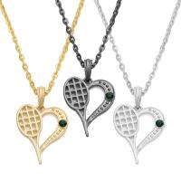Zinc Alloy Necklace, with iron chain, Heart, plated, Unisex & oval chain & with rhinestone lead & cadmium free Approx 17.5 Inch 