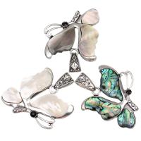 Zinc Alloy Pendant, with Shell, Butterfly, antique silver color plated lead & cadmium free Approx 