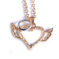 Rhinestone Zinc Alloy Necklace, with 1.96inch extender chain, Heart, plated, oval chain & for woman & with rhinestone Approx 17.71 Inch 