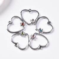 Zinc Alloy Heart Pendants, platinum color plated, with rhinestone Approx 2mm 