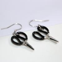 Sterling Silver Drop Earring, 925 Sterling Silver, Scissors, for woman & enamel 