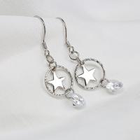Sterling Silver Cubic Zirconia Earring, 925 Sterling Silver, platinum plated, for woman & with cubic zirconia 