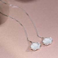 Sterling Silver Thread Through Earrings, 925 Sterling Silver, Ginkgo Leaf, for woman 70mm 