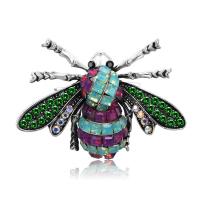 Rhinestone Zinc Alloy Brooch, Bee, antique silver color plated, for woman & with rhinestone, lead & cadmium free 
