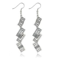 Zinc Alloy Drop Earring, iron earring hook, Dollar, antique silver color plated, for woman, lead & cadmium free, 85mm 