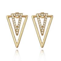 Zinc Alloy Rhinestone Stud Earring, stainless steel post pin, gold color plated, for woman & with rhinestone, lead & cadmium free 