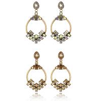Glass Zinc Alloy Earring, with Glass, stainless steel post pin, Tassel, gold color plated, for woman lead & cadmium free 