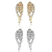 Zinc Alloy Rhinestone Stud Earring, stainless steel post pin, Wing Shape, plated, for woman & with rhinestone lead & cadmium free 