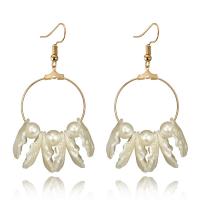 Zinc Alloy Drop Earring, with Shell, iron earring hook, gold color plated, for woman, lead & cadmium free 