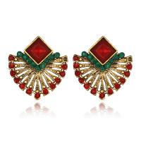 Zinc Alloy Rhinestone Stud Earring, stainless steel post pin, antique gold color plated, for woman & with rhinestone, lead & cadmium free 
