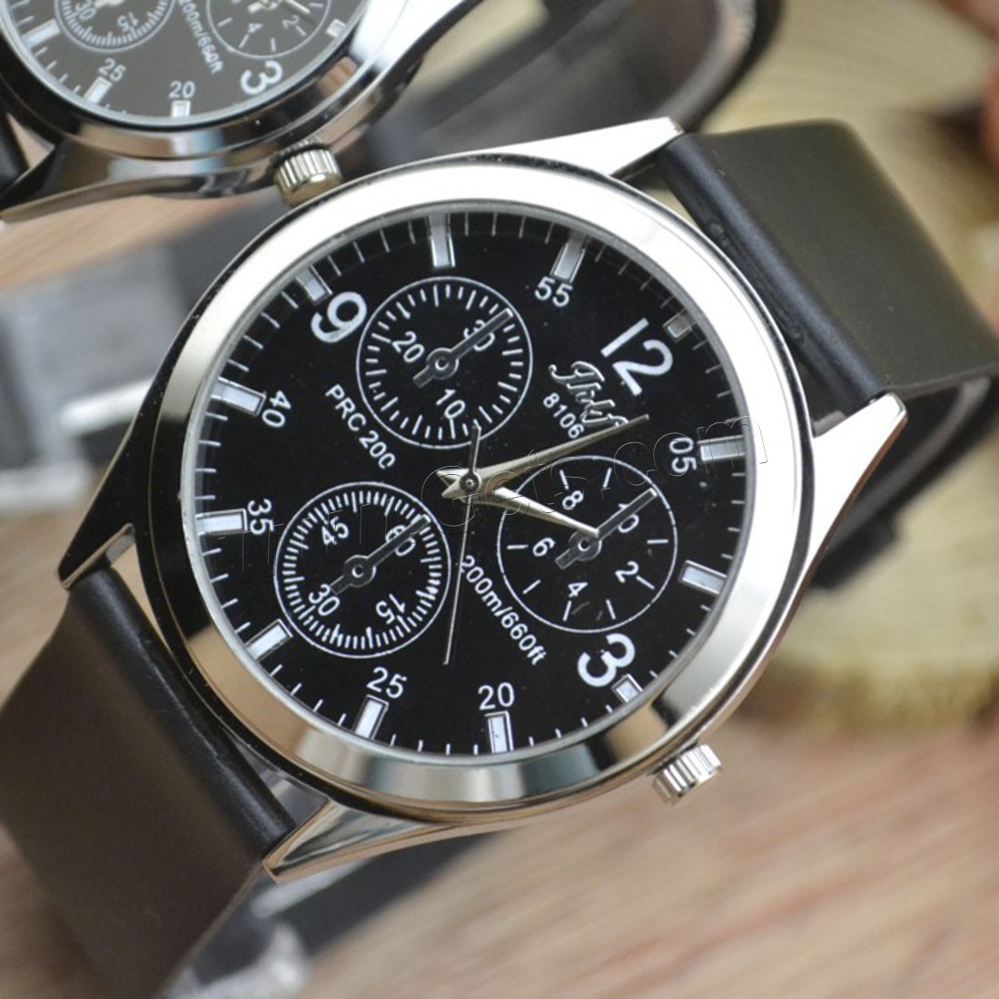 Reloj de Pulsera Unisex, Cuero de PU, con Vidrio & aleación de zinc, chapado en color de plata, ajustable & diferentes estilos para la opción, Negro, longitud:aproximado 9.2 Inch, Vendido por UD