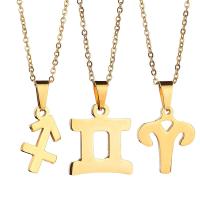 Stainless Steel Necklace, with Titanium Steel, with 2inch extender chain, 12 Signs of the Zodiac, gold color plated & round link chain & for woman Approx 19 Inch 