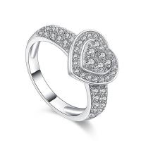 Cubic Zirconia Micro Pave Brass Finger Ring, Heart, platinum plated & micro pave cubic zirconia & for woman, 10mm 