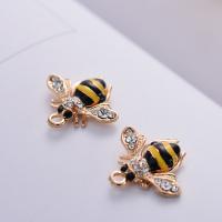 Zinc Alloy Animal Pendants, Bee, gold color plated, enamel & with rhinestone Approx 2mm 