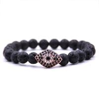 Gemstone Bracelet, with Elastic Thread & Brass, Horse Eye, rose gold color plated, natural & Unisex & micro pave cubic zirconia, 8mm Approx 7.5 Inch 