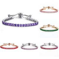 Cubic Zirconia Brass Bracelets, plated, adjustable & for woman & with cubic zirconia nickel, lead & cadmium free Approx 6.5 Inch 
