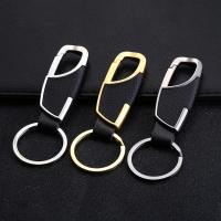 Zinc Alloy Key Clasp, with PU Leather, plated, for man lead & cadmium free 