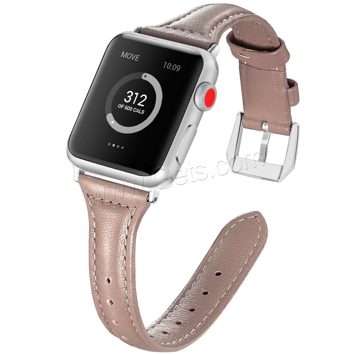 Leather Watch Band, with Zinc Alloy, silver color plated, for Apple Watch & different size for choice, more colors for choice, Sold By PC