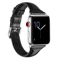 Leather Watch Band, with Zinc Alloy, silver color plated, for Apple Watch 