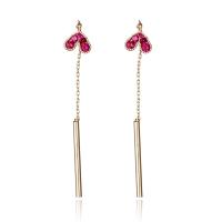 Zinc Alloy Rhinestone Drop Earring, stainless steel post pin, gold color plated, for woman & with rhinestone, lead & cadmium free, 55mm 