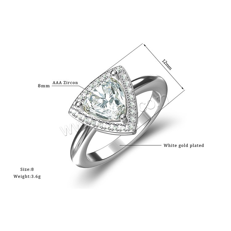Brass Finger Ring, platinum plated, different size for choice & micro pave cubic zirconia & for woman, 12x12mm, Sold By PC