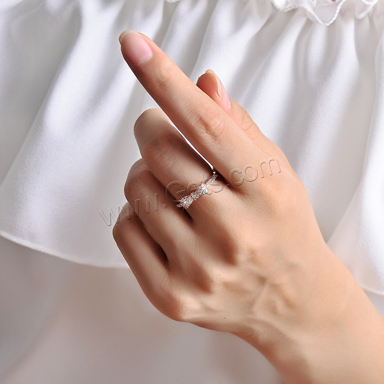Zircon pavent l'anneau en laiton de doigt, Noeud papillon, Placage, normes différentes pour le choix & pavé de micro zircon & pour femme, plus de couleurs à choisir, Vendu par PC