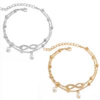 Zinc Alloy Anklet, with Plastic Pearl, with 2.75inch extender chain, plated, oval chain & for woman Approx 7.87 Inch 