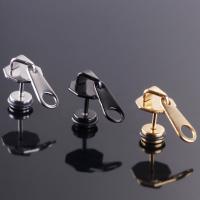 Titanium Steel Piercing Earring, Zipper Head, plated, Unisex 6mm, 1.2mm 