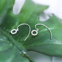 Sterling Silver Thread Through Earrings, 925 Sterling Silver, Donut, platinum plated, micro pave cubic zirconia & for woman 