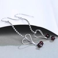 925 Sterling Silver Drop Earring, with Gemstone, Heart, platinum plated & for woman 25mm 