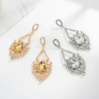 Zinc Alloy Drop Earring, with Crystal, stainless steel post pin, plated, for woman & faceted & with rhinestone 