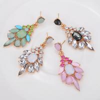 Resin Zinc Alloy Earring, with Resin, stainless steel post pin, gold color plated, for woman & faceted & with rhinestone 