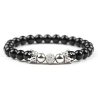 Black Diamond Bracelet, with Brass, Round, plated, Unisex & micro pave cubic zirconia 8mm Approx 7.5 Inch 