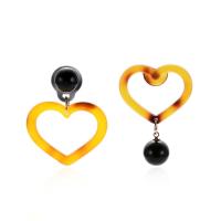 Acrylic Asymmetric Earrings, stainless steel post pin, Heart, for woman 