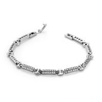 Zinc Alloy Rhinestone Bracelets, platinum color plated, for woman & with rhinestone, lead & cadmium free, 18mm Approx 7 Inch 