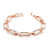 Zinc Alloy Rhinestone Bracelets, gold color plated, for woman & with rhinestone, lead & cadmium free, 18mm Approx 7.5 Inch 
