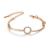 Zinc Alloy Rhinestone Bracelets, with 6cm extender chain, Donut, gold color plated, for woman & with rhinestone, lead & cadmium free Approx 5 Inch 