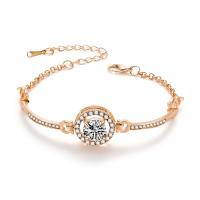 Zinc Alloy Rhinestone Bracelets, with 5.5cm extender chain, gold color plated, for woman & with rhinestone, lead & cadmium free Approx 6.5 Inch 