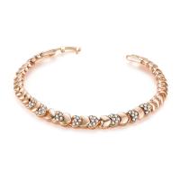 Zinc Alloy Rhinestone Bracelets, gold color plated, for woman & with rhinestone, lead & cadmium free, 15mm Approx 6 Inch 