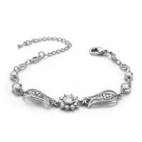 Zinc Alloy Rhinestone Bracelets, with 5.5cm extender chain, platinum color plated, for woman & with rhinestone, lead & cadmium free Approx 6 Inch 