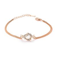 Zinc Alloy Rhinestone Bracelets, with 3.5cm extender chain, gold color plated, twist oval chain & for woman & with rhinestone & , lead & cadmium free, 12mm Approx 6.5 Inch 
