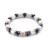 Non Magnetic Hematite Bracelet, with Crystal, plated, Unisex & faceted, 8mm, 5mm Approx 6 Inch 